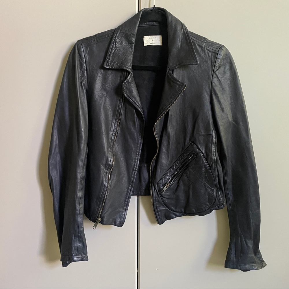 Billy Reid Black Leather Moto Jacket